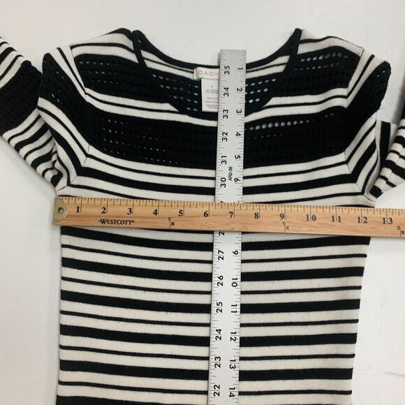 Cache Sweater Dress Womens XS Nautical Striped Stretchy Knit Bodycon Perforated - Picture 8 of 11